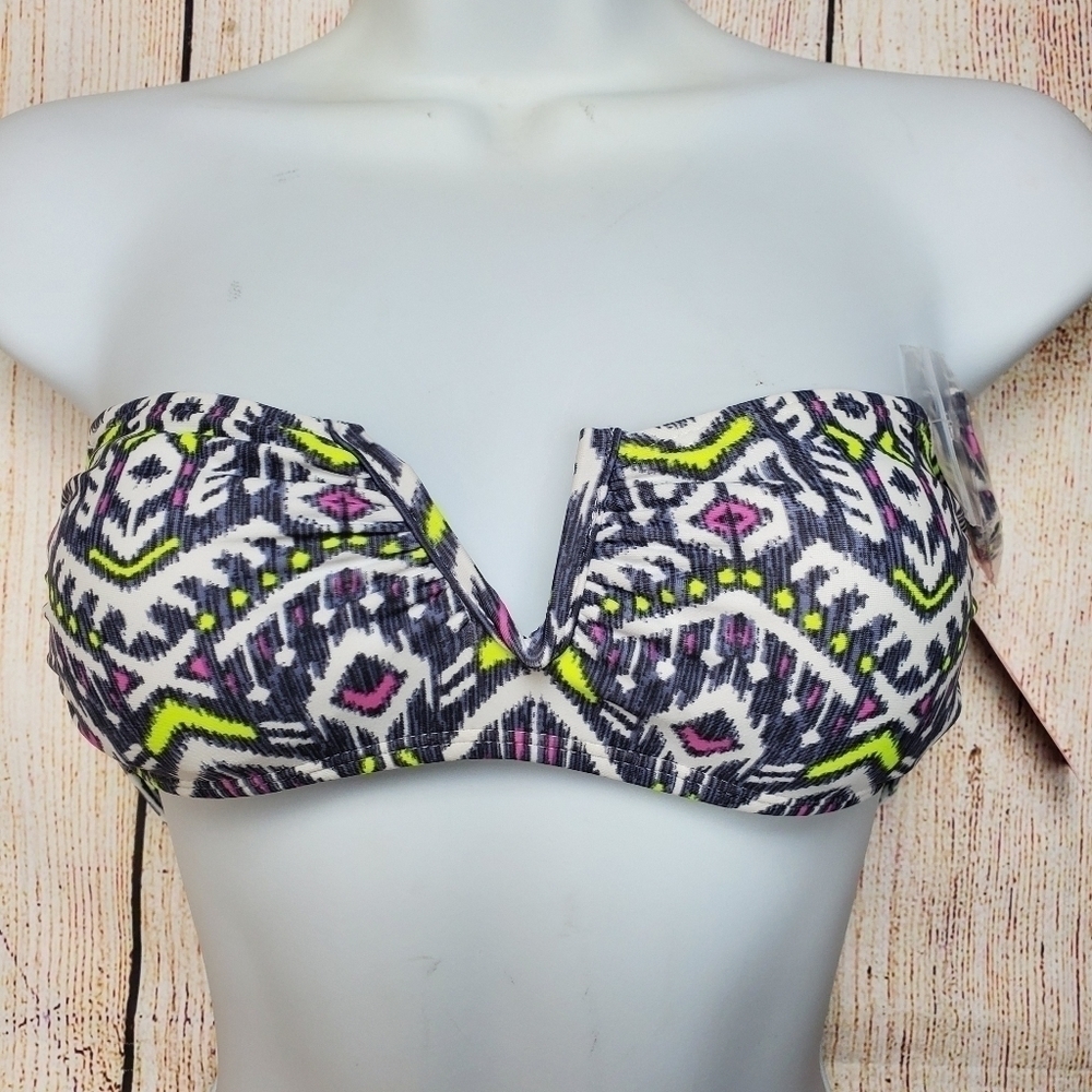 XHILARATION Gray Bandeau Swimwear‎ Top New